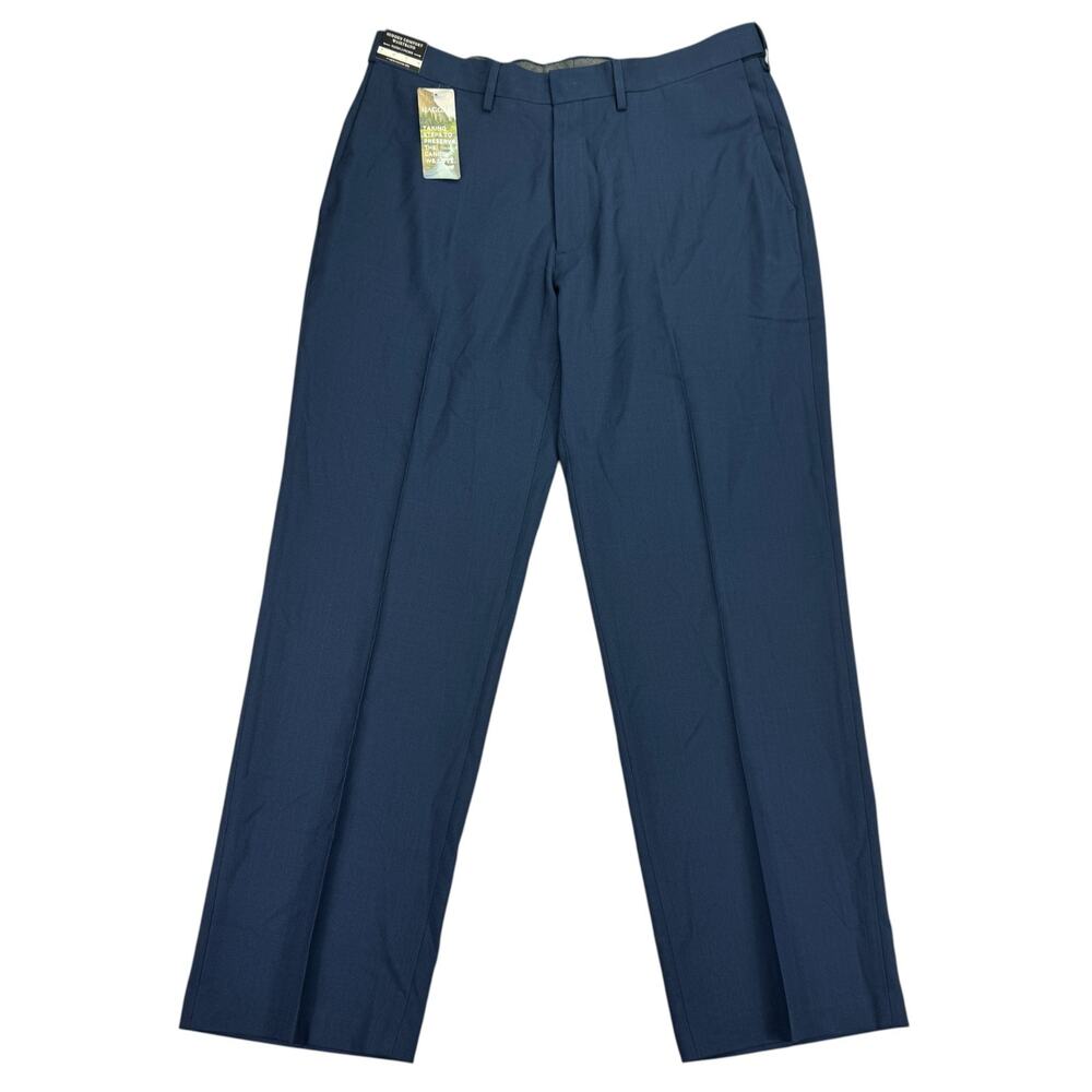 Haggar Mens Premium Comfort Classic Fit Flat Front Dress Pants Blue 36x30